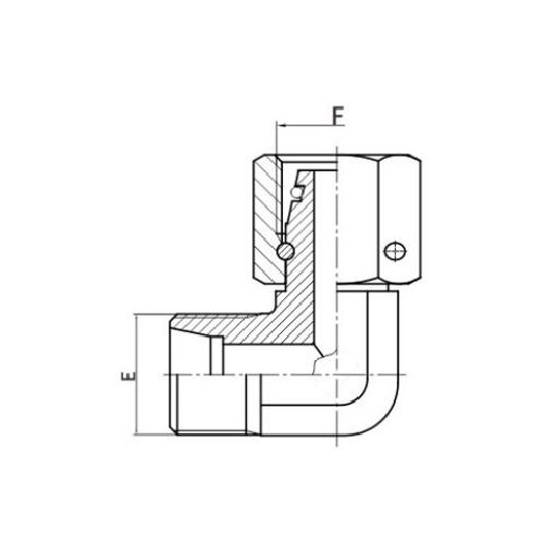 Adapter kolanka redukcyjnego DIN 90° z nakrętką obrotową